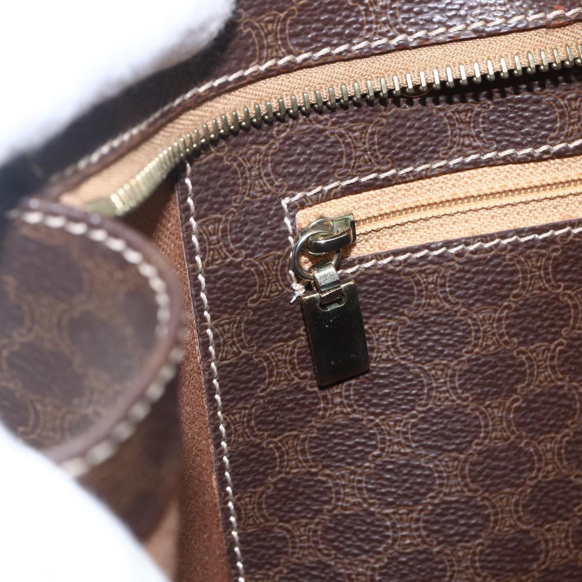 CELINE Macadam Canvas Tote Bag PVC Leather Brown Gold Auth 162038