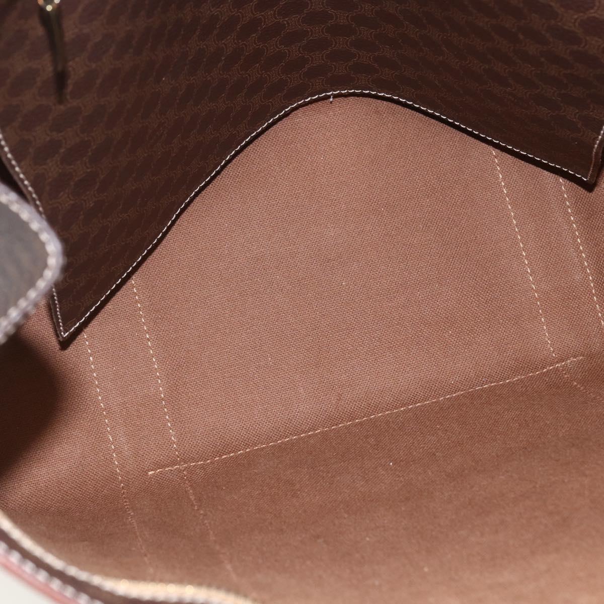 CELINE Macadam Canvas Tote Bag PVC Leather Brown Gold Auth 162038