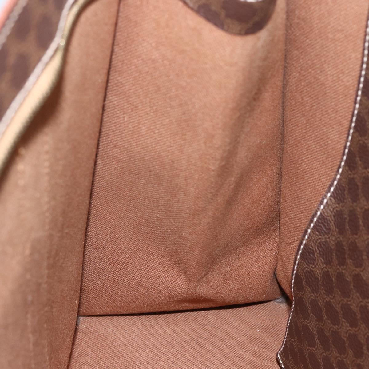 CELINE Macadam Canvas Tote Bag PVC Leather Brown Gold Auth 162038
