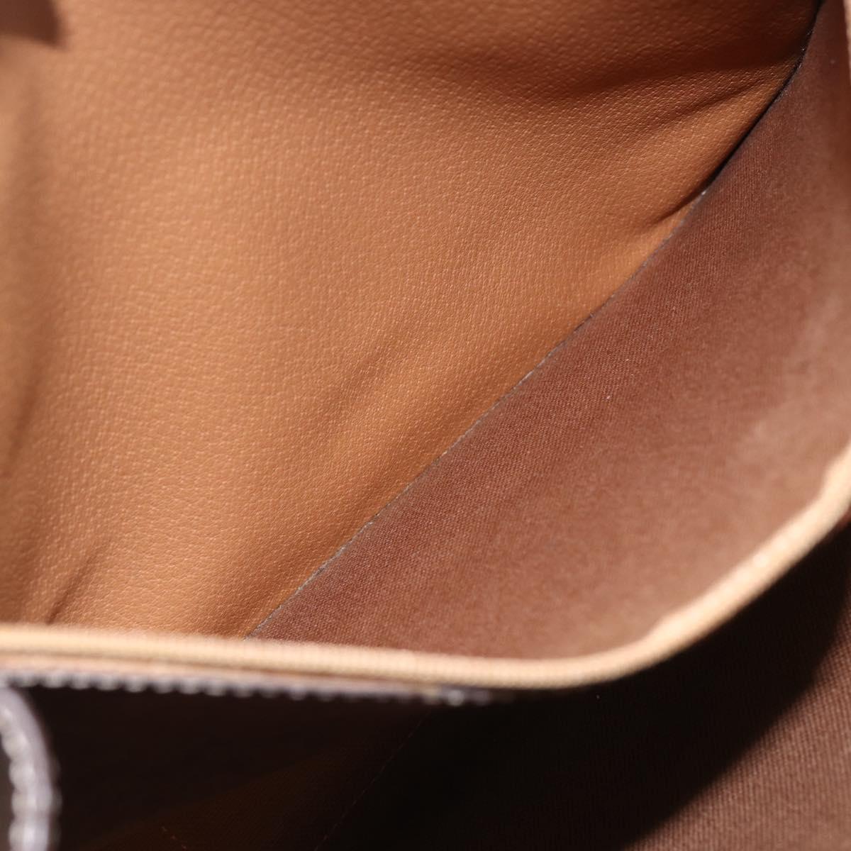 CELINE Macadam Canvas Tote Bag PVC Leather Brown Gold Auth 162038
