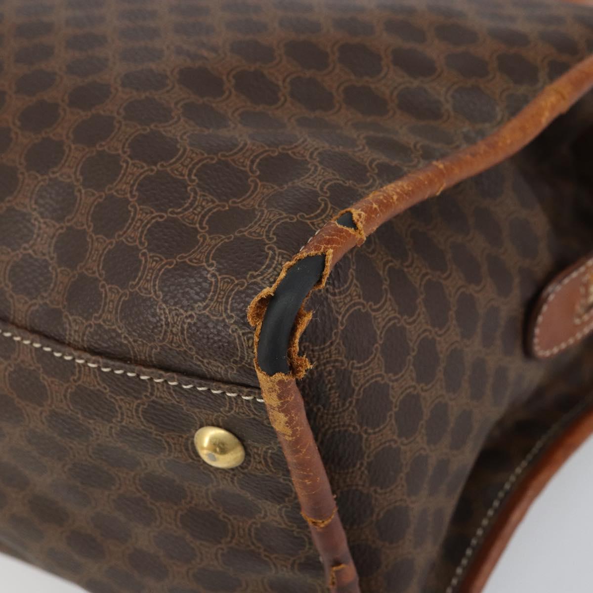 CELINE Macadam Canvas Tote Bag PVC Leather Brown Gold Auth 162039