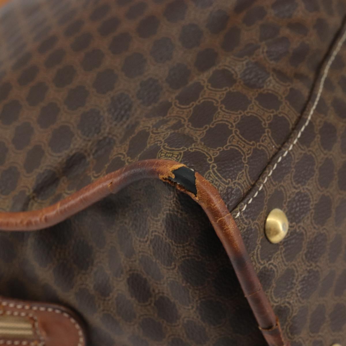 CELINE Macadam Canvas Tote Bag PVC Leather Brown Gold Auth 162039