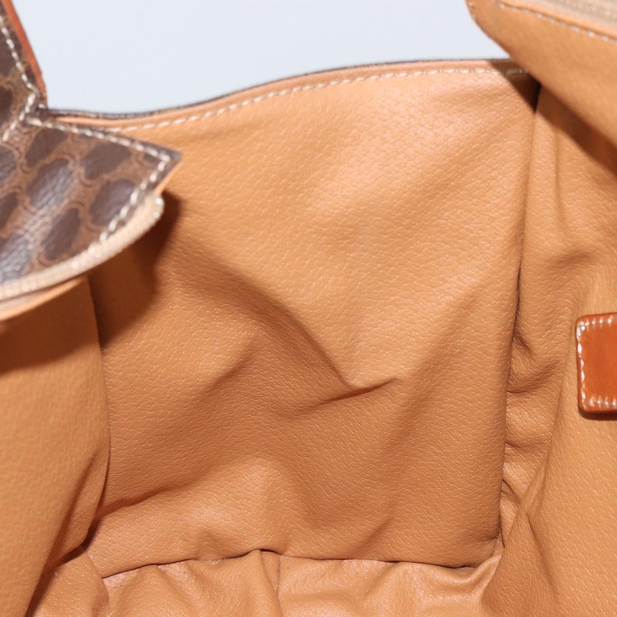 CELINE Macadam Canvas Tote Bag PVC Leather Brown Gold Auth 162039