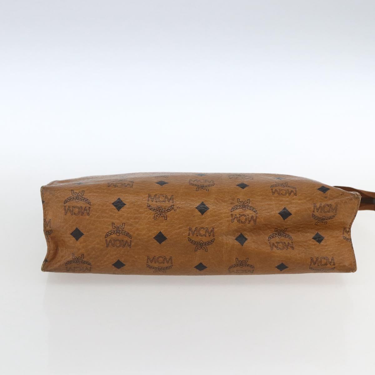 MCM Logogram Vicetos Clutch Bag PVC Leather Brown Gold Auth 162043