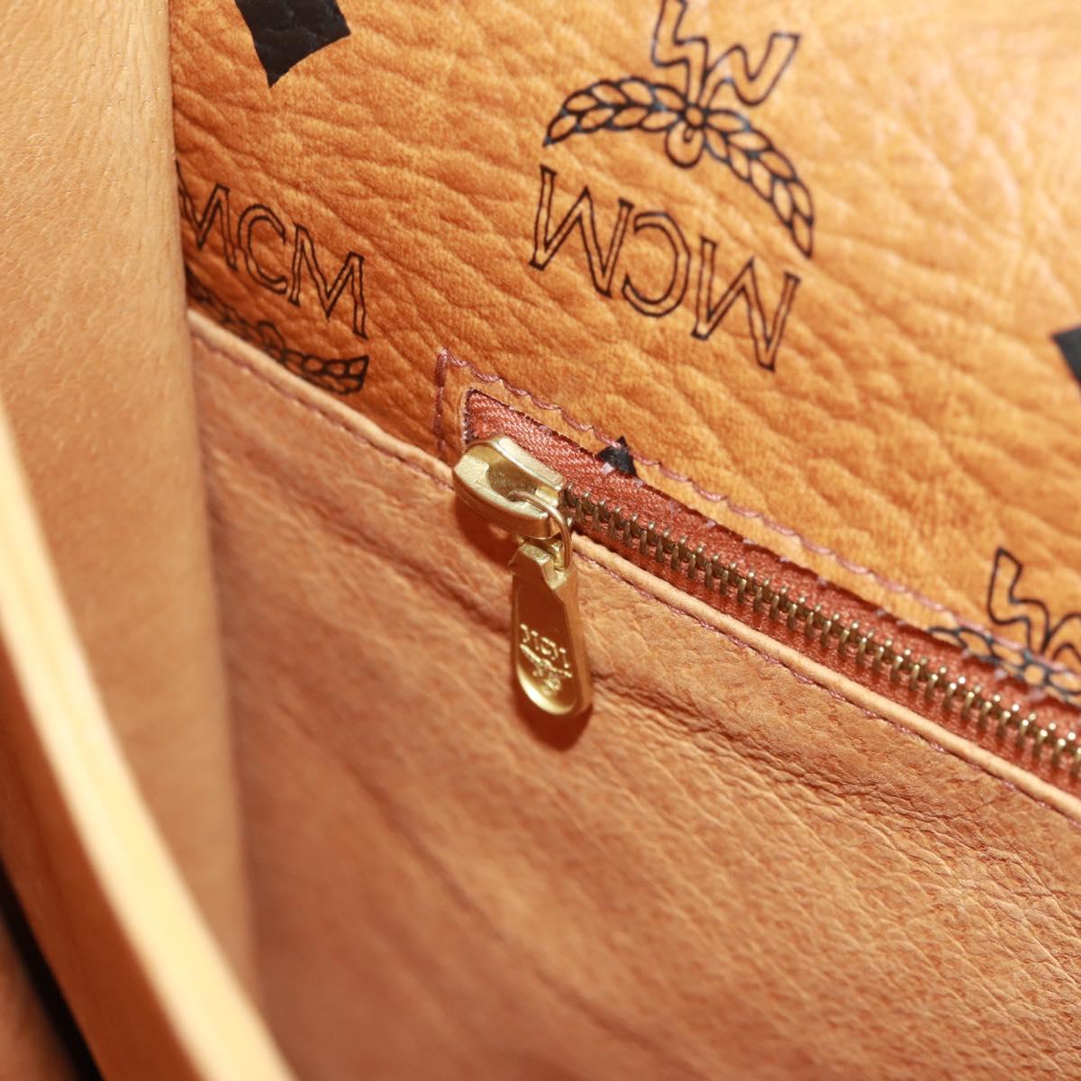MCM Vicetos Logogram Business Bag PVC Leather Brown Gold Auth 162044