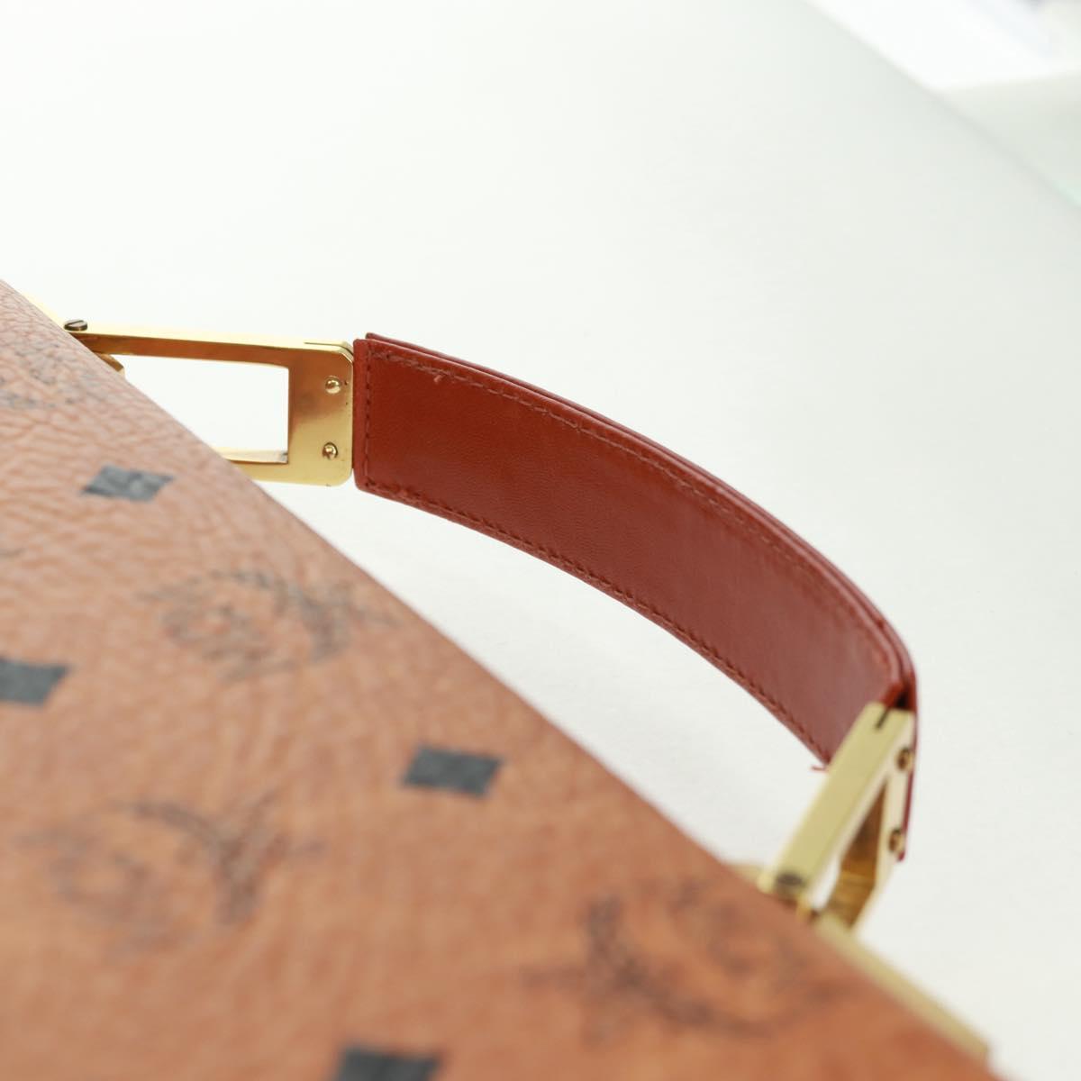 MCM Vicetos Logogram Business Bag PVC Leather Brown Gold Auth 162044