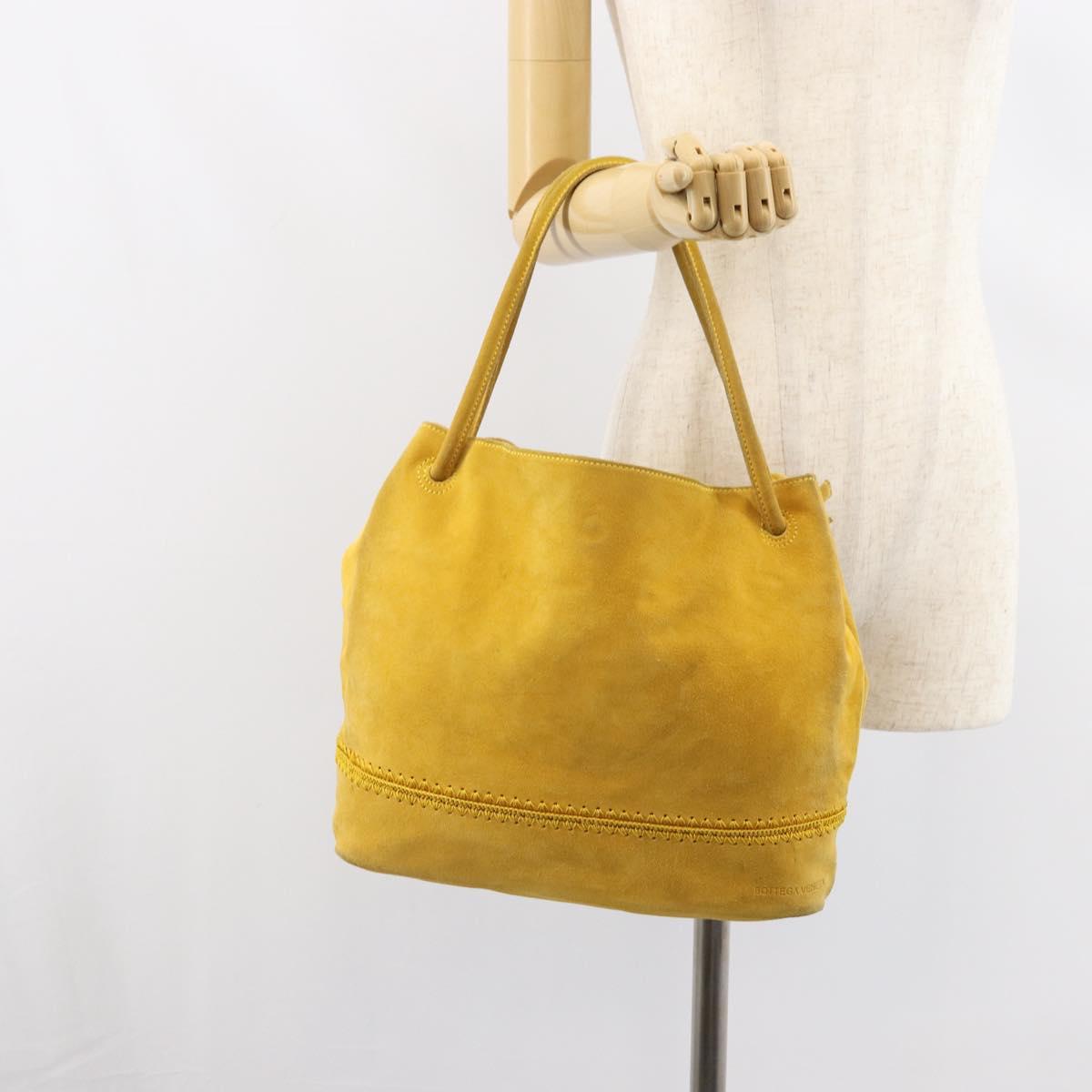 BOTTEGA VENETA Tote Bag Tote Bag Suede Yellow Silver Auth 162049