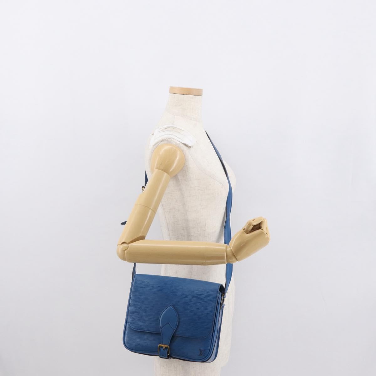 LOUIS VUITTON Epi Cartouchiere MM Shoulder Bag Blue M52245 LV Auth 162054