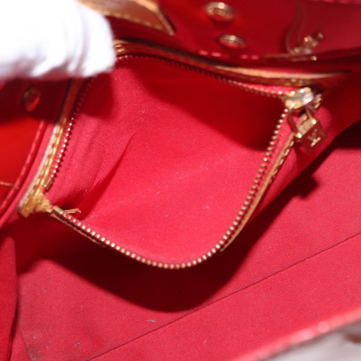 LOUIS VUITTON Monogram Vernis Reade PM Hand Bag Red Rouge M91088 LV Auth 162074