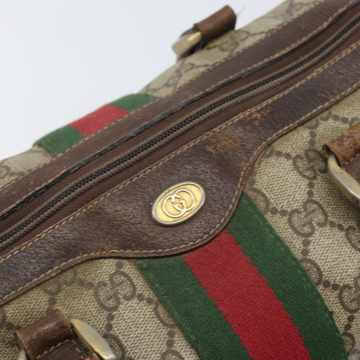 GUCCI GG Supreme Web Sherry Line Bag PVC Beige Gold 012 3842 33 39 Auth 162096