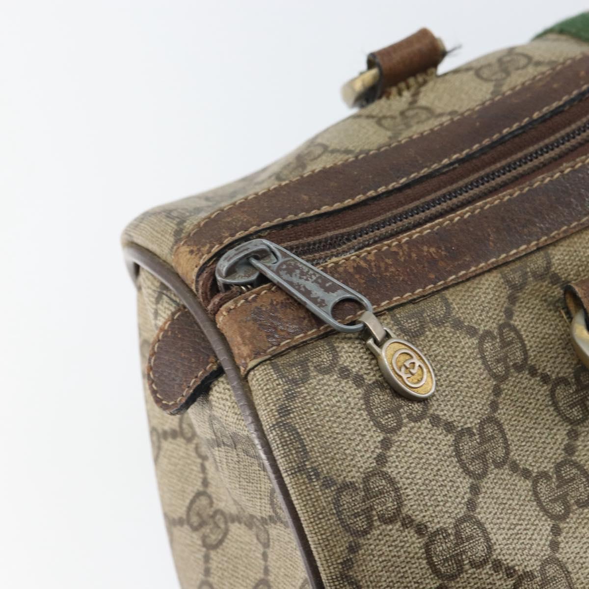 GUCCI GG Supreme Web Sherry Line Bag PVC Beige Gold 012 3842 33 39 Auth 162096