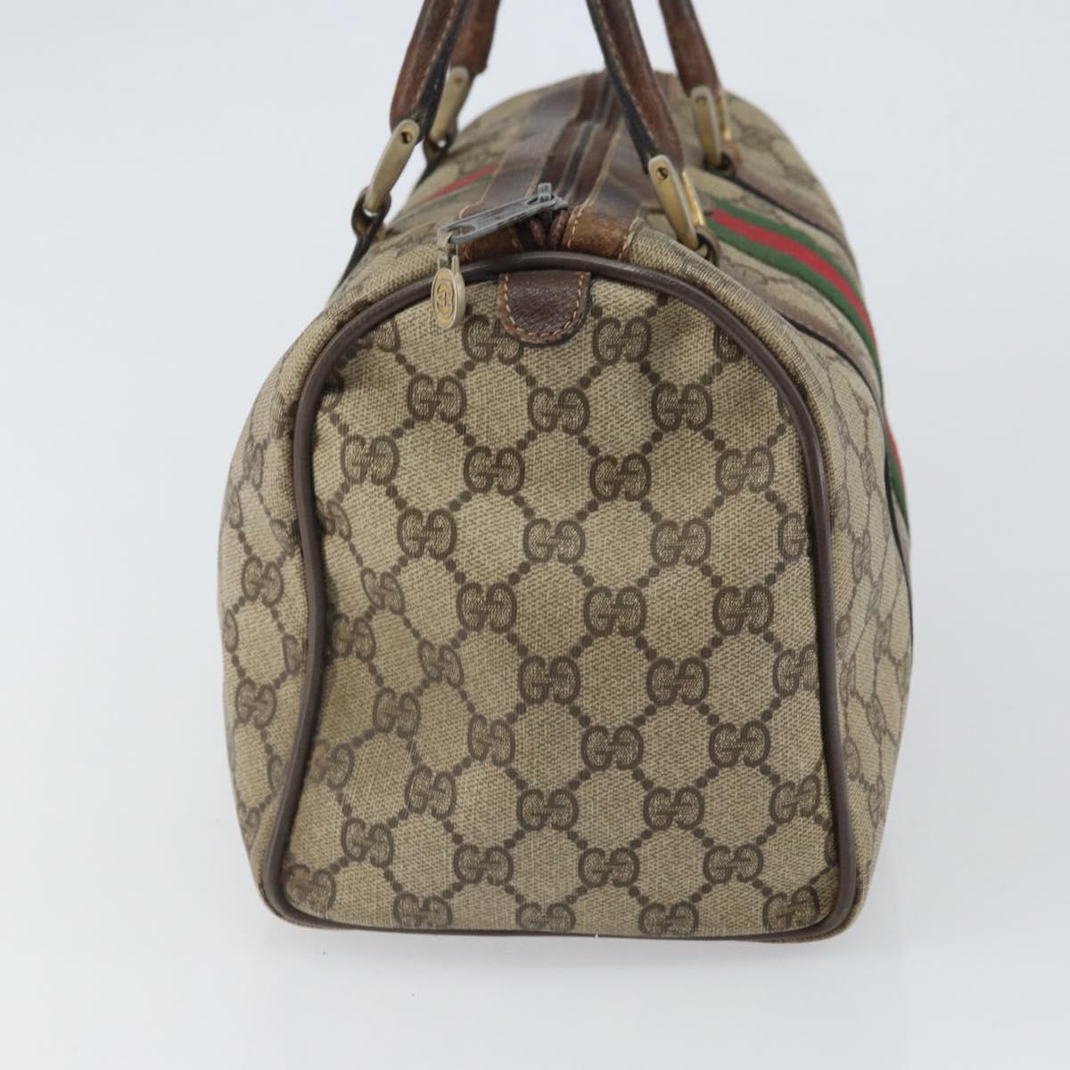 GUCCI GG Supreme Web Sherry Line Bag PVC Beige Gold 012 3842 33 39 Auth 162096