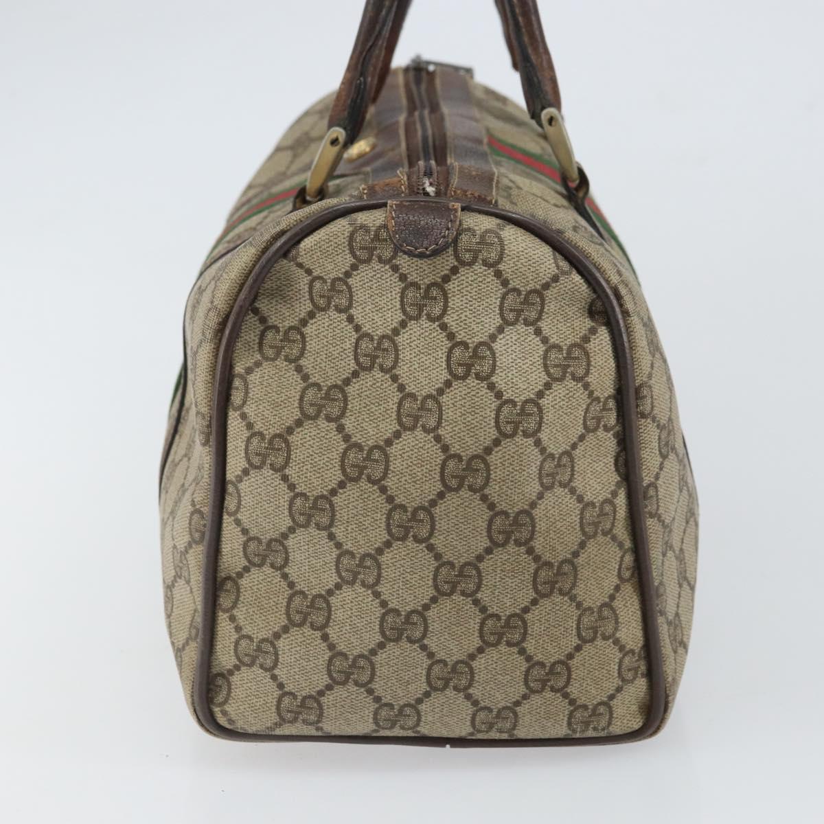 GUCCI GG Supreme Web Sherry Line Bag PVC Beige Gold 012 3842 33 39 Auth 162096
