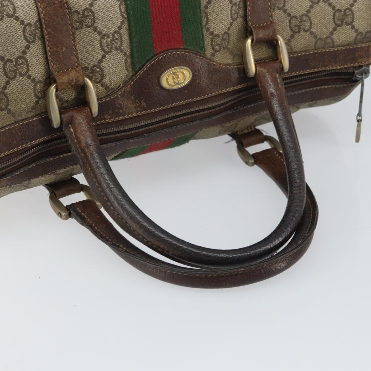 GUCCI GG Supreme Web Sherry Line Bag PVC Beige Gold 012 3842 33 39 Auth 162096