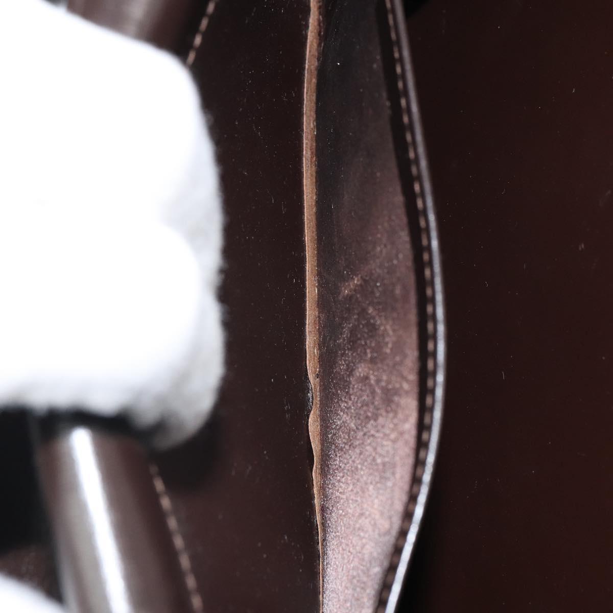 GUCCI Shoulder Bag Leather Brown Gold Auth 162097