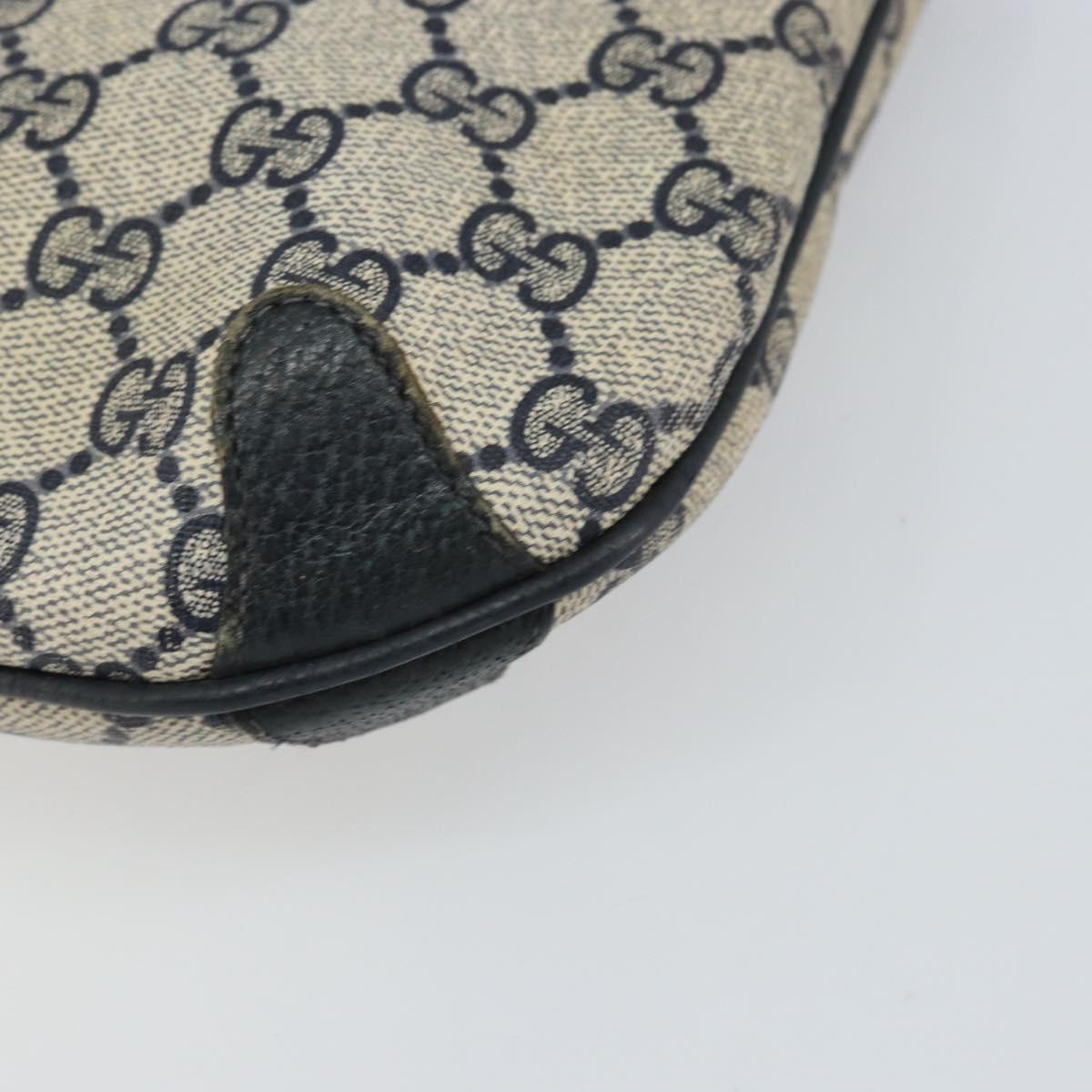 GUCCI GG Supreme Sherry Line Shoulder Bag PVC Navy Gold Auth 162100