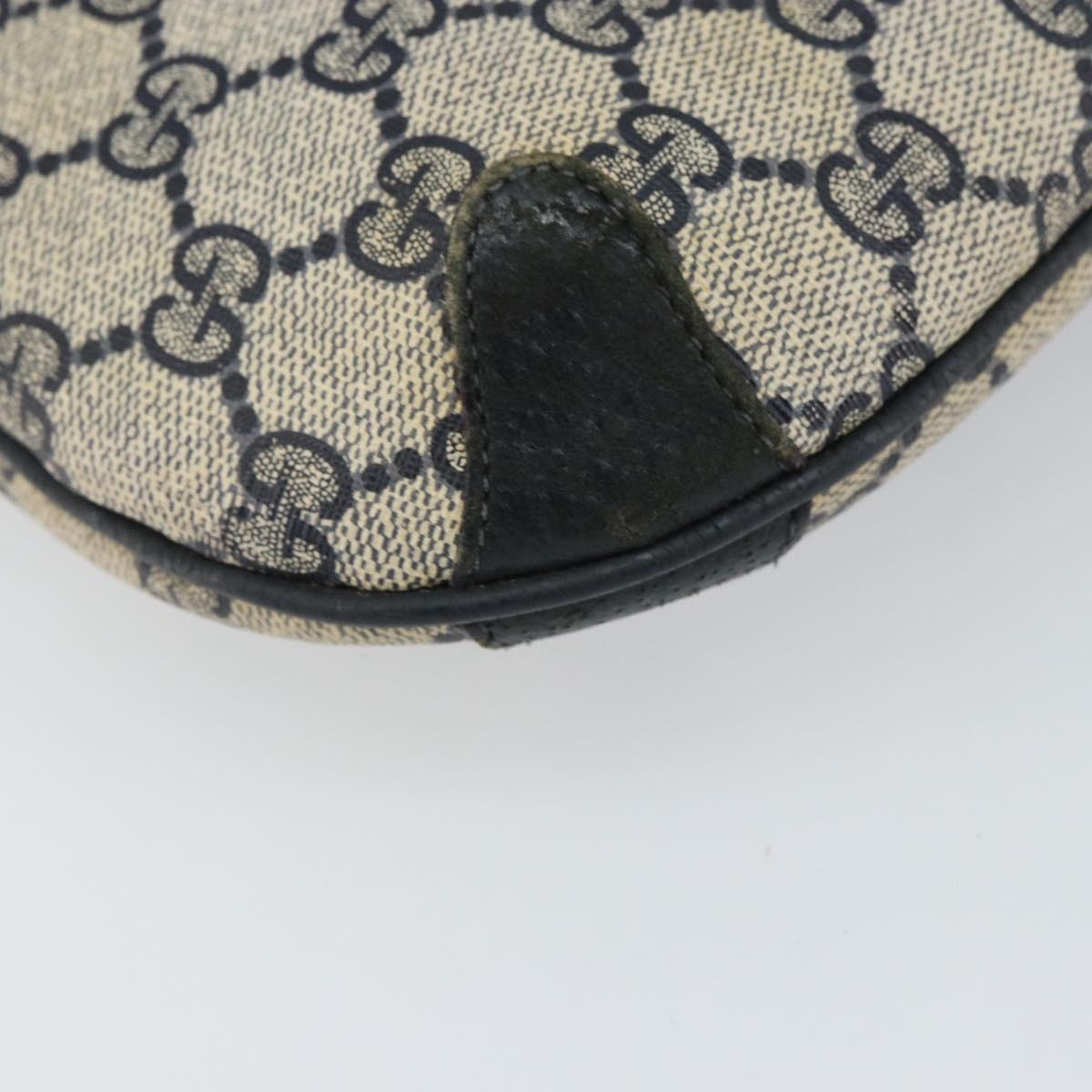 GUCCI GG Supreme Sherry Line Shoulder Bag PVC Navy Gold Auth 162100