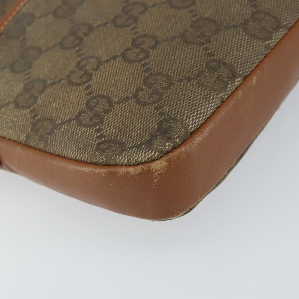 GUCCI GG Canvas Shoulder Bag Brown Gold Auth 162101