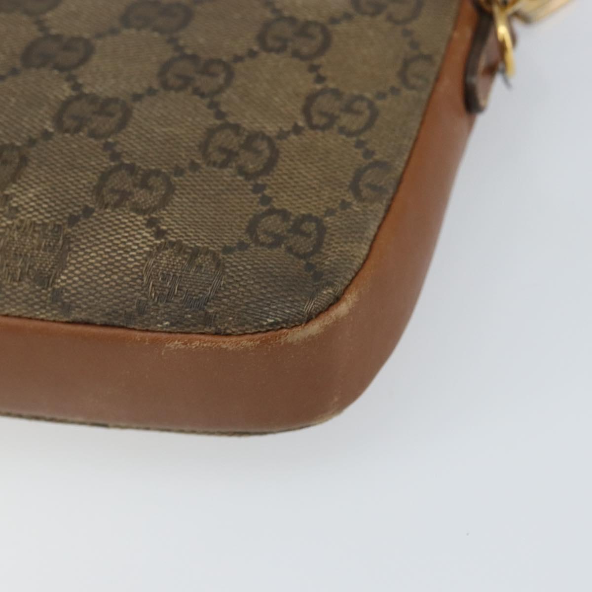 GUCCI GG Canvas Shoulder Bag Brown Gold Auth 162101