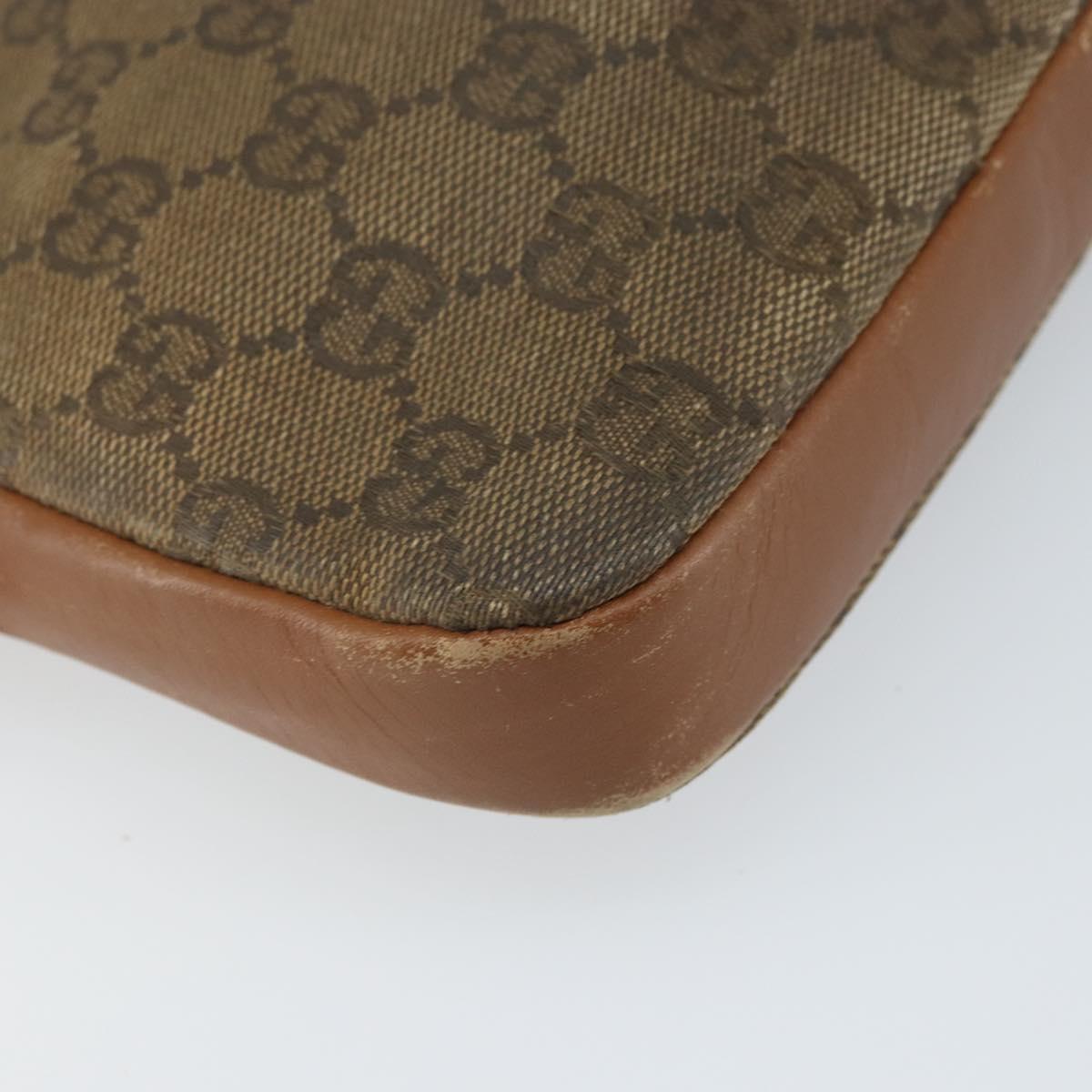 GUCCI GG Canvas Shoulder Bag Brown Gold Auth 162101