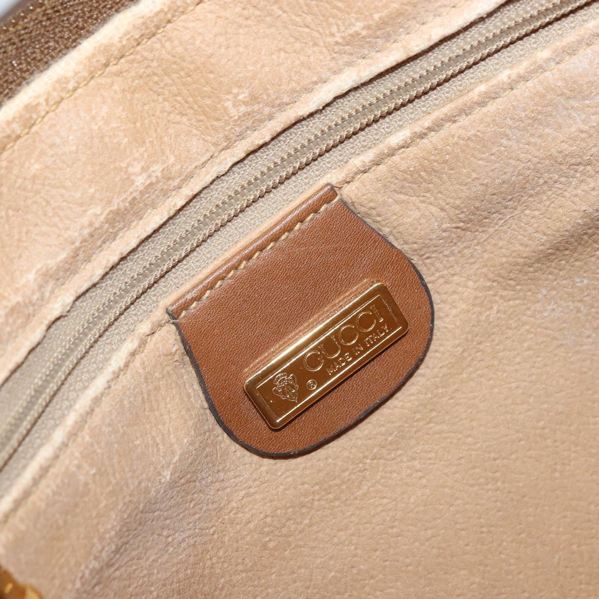 GUCCI GG Canvas Shoulder Bag Brown Gold Auth 162101
