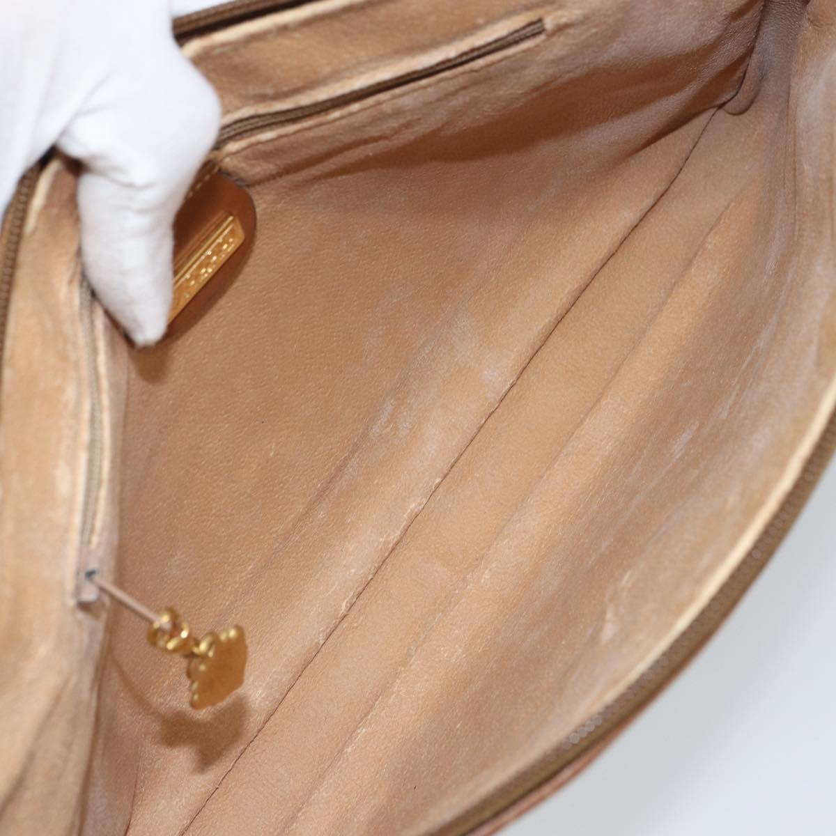 GUCCI GG Canvas Shoulder Bag Brown Gold Auth 162101