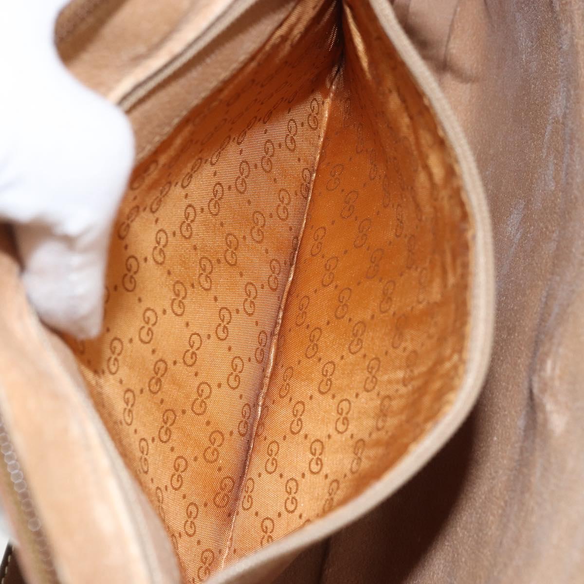 GUCCI GG Canvas Shoulder Bag Brown Gold Auth 162101