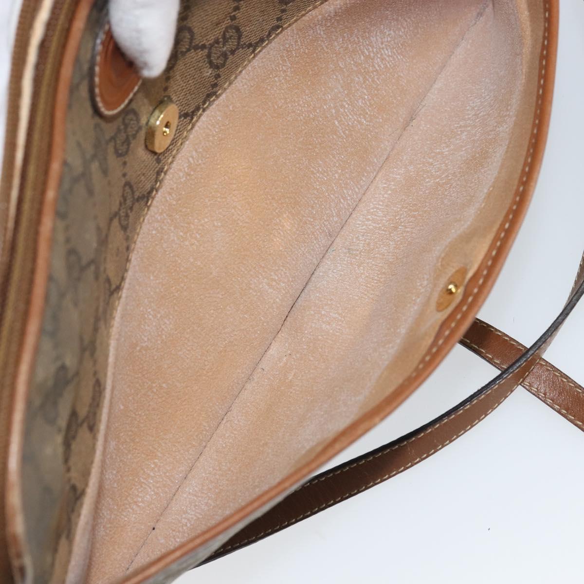 GUCCI GG Canvas Shoulder Bag Brown Gold Auth 162101