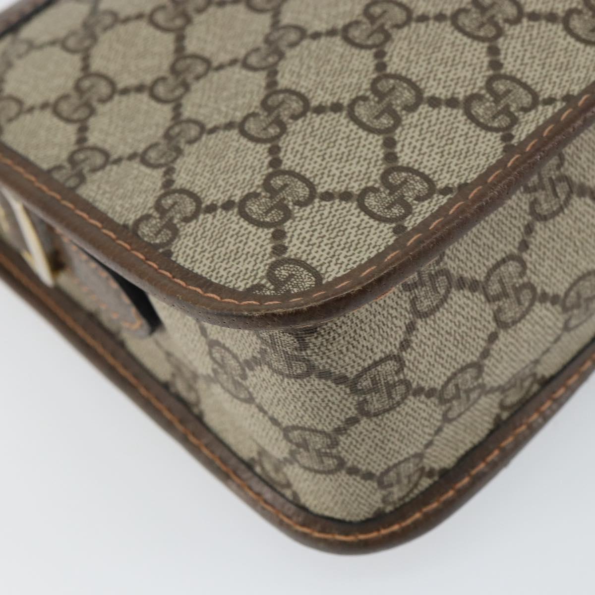 GUCCI GG Supreme Shoulder Bag PVC Beige Gold Auth 162102