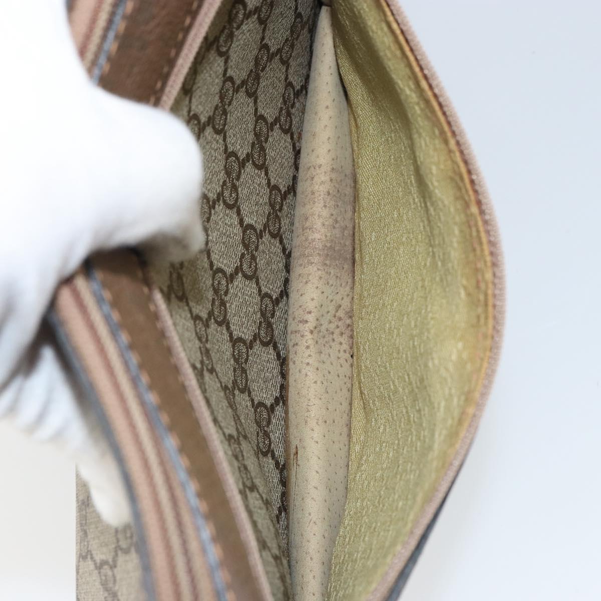 GUCCI GG Supreme Shoulder Bag PVC Beige Gold Auth 162102