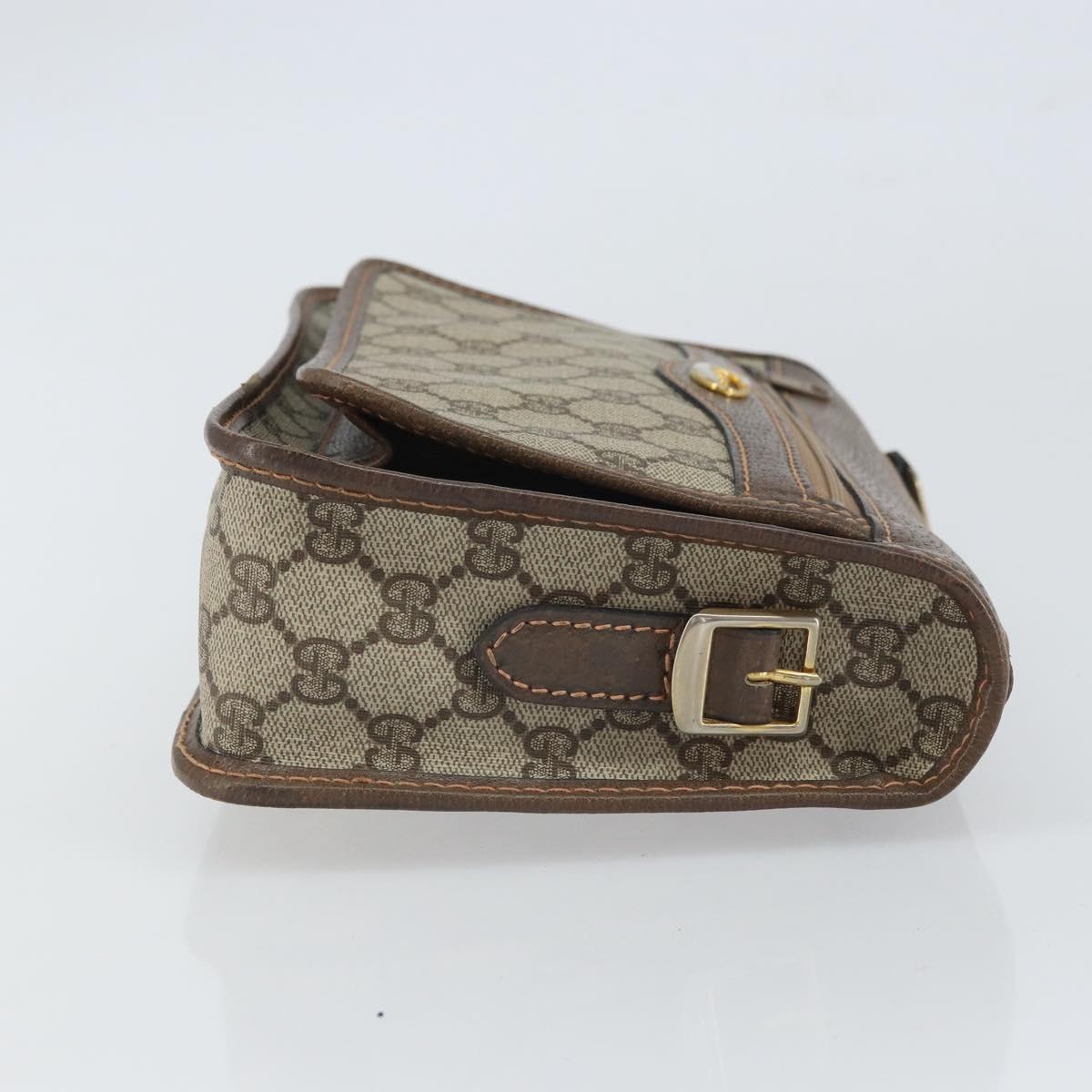 GUCCI GG Supreme Shoulder Bag PVC Beige Gold Auth 162102
