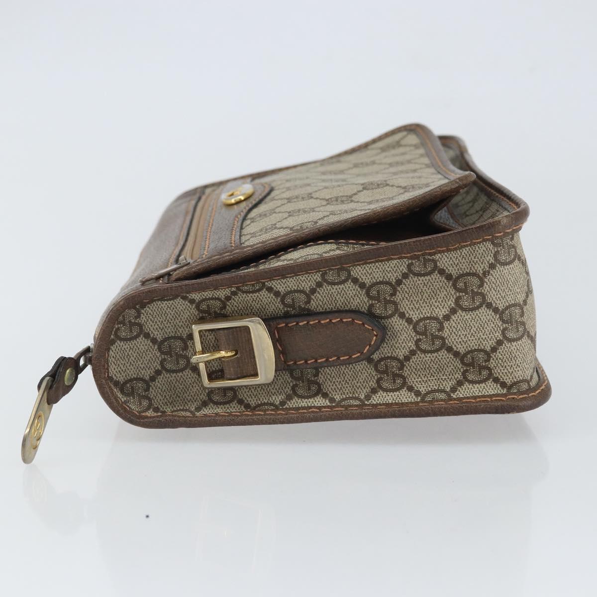 GUCCI GG Supreme Shoulder Bag PVC Beige Gold Auth 162102