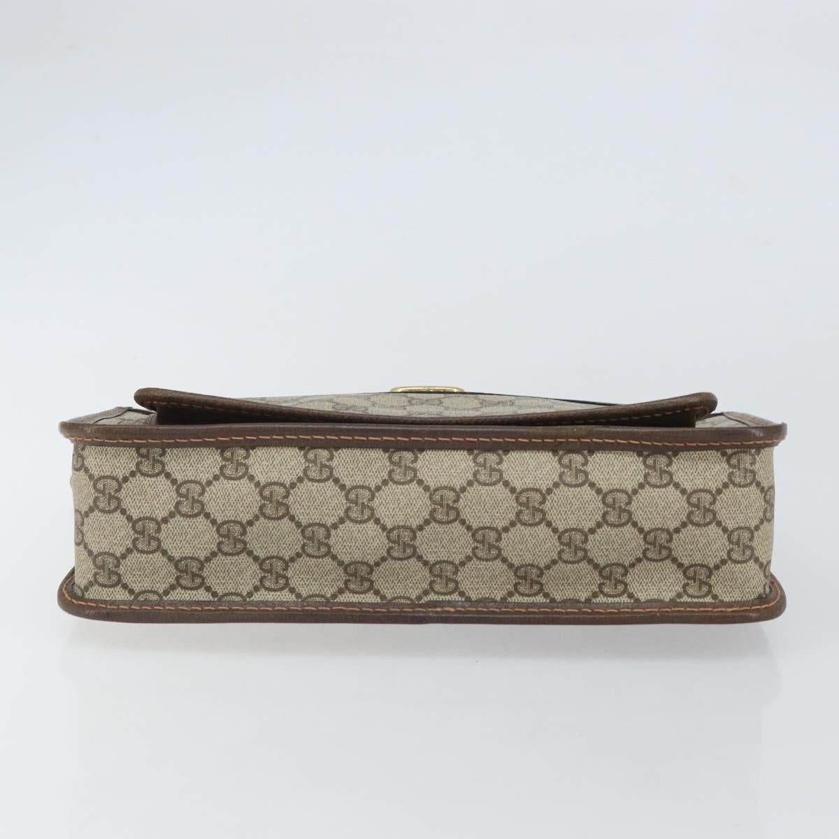 GUCCI GG Supreme Shoulder Bag PVC Beige Gold Auth 162102