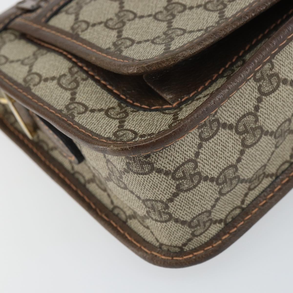 GUCCI GG Supreme Shoulder Bag PVC Beige Gold Auth 162102