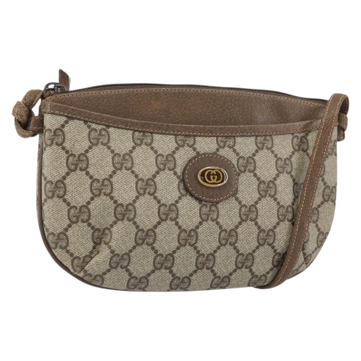 GUCCI GG Supreme Shoulder Bag PVC Beige Gold 904 02 020 Auth 162103