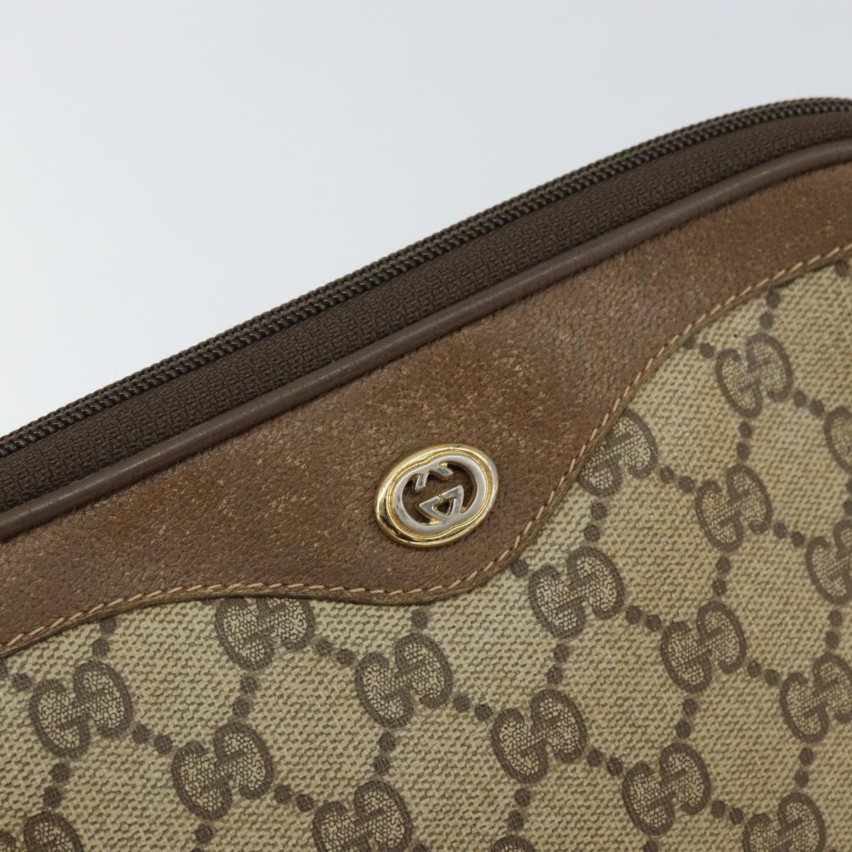 GUCCI GG Supreme Shoulder Bag PVC Beige Gold 56 02 068 Auth 162104