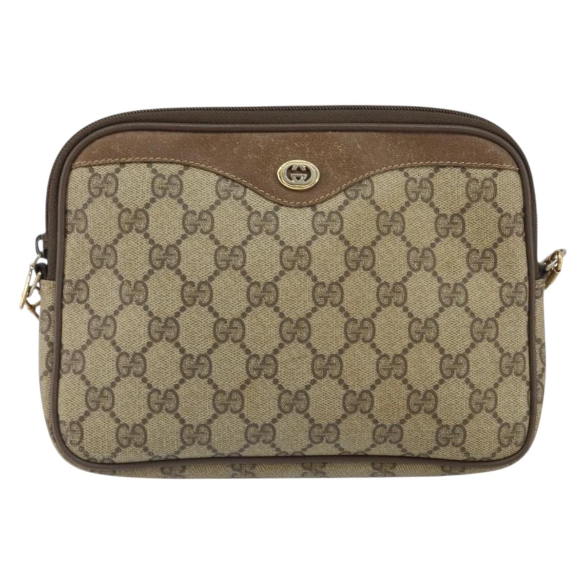 GUCCI GG Supreme Shoulder Bag PVC Beige Gold 56 02 068 Auth 162104