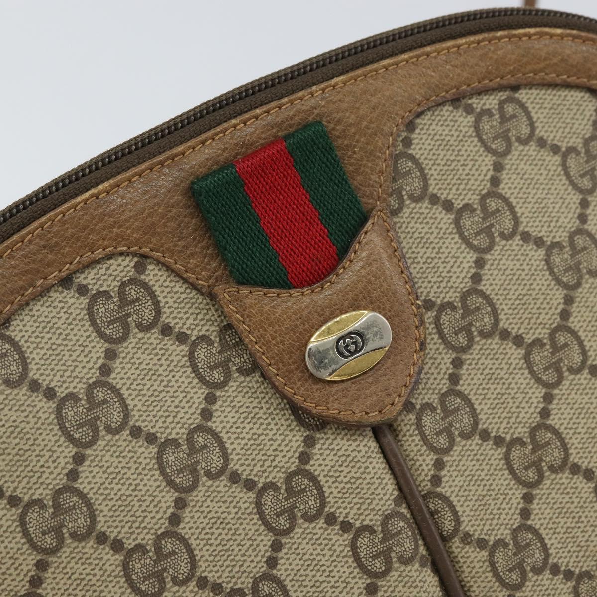 GUCCI GG Supreme Web Sherry Line Bag PVC Beige Gold 98 02 047 Auth 162105