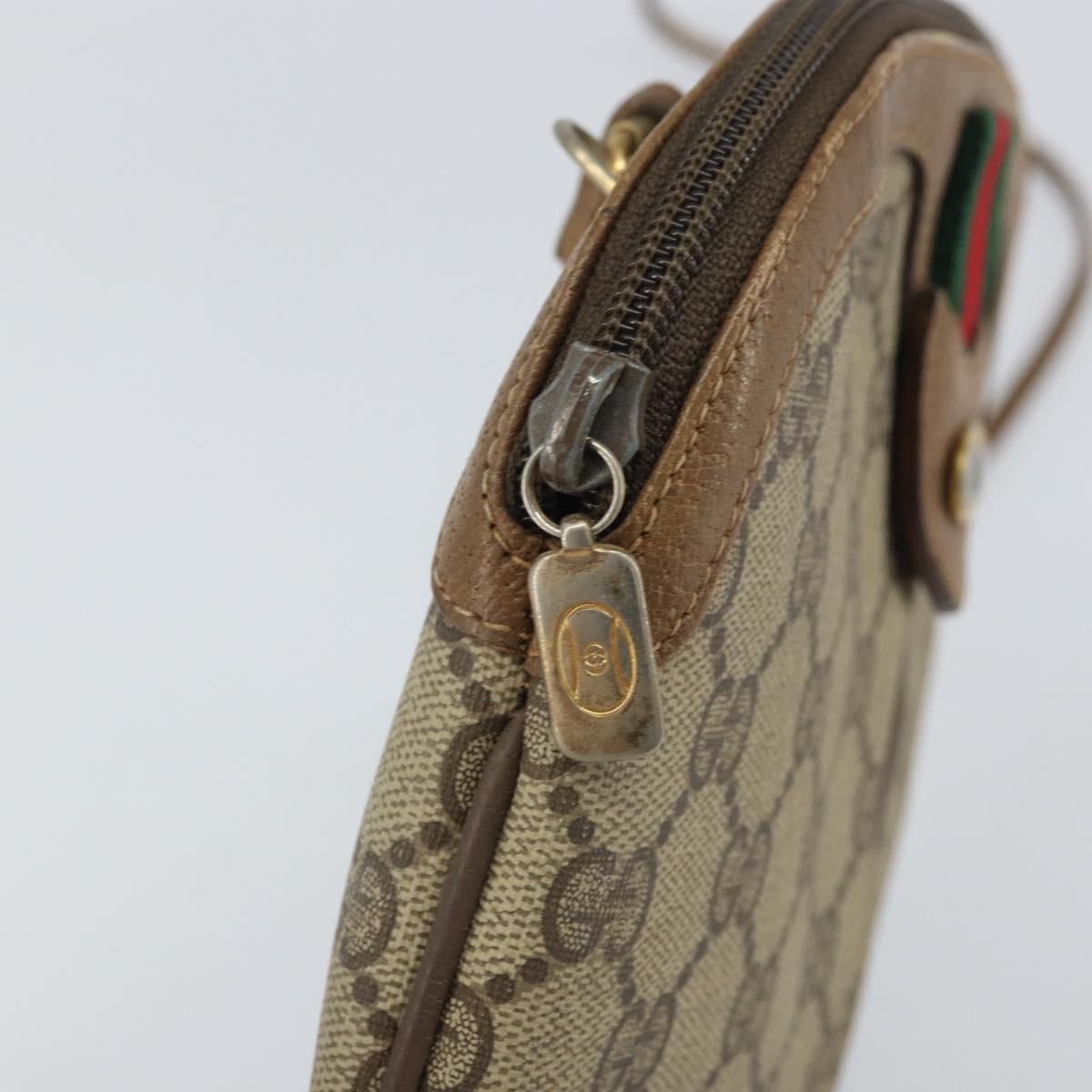 GUCCI GG Supreme Web Sherry Line Bag PVC Beige Gold 98 02 047 Auth 162105