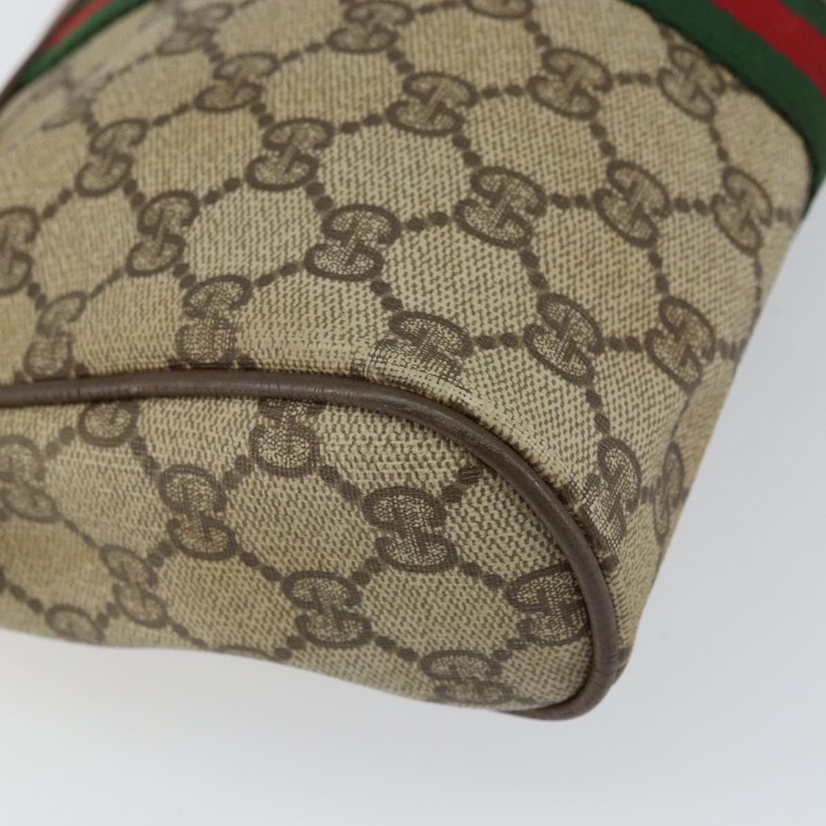 GUCCI GG Supreme Web Sherry Line Clutch Bag PVC Beige Gold 89 01 012 Auth 162106