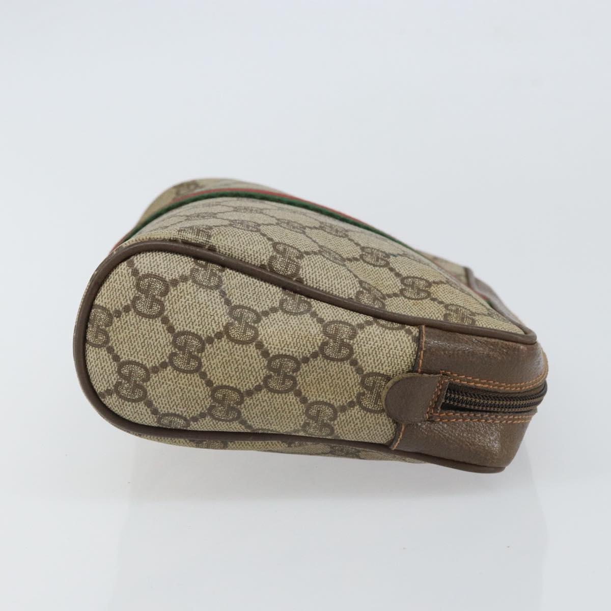 GUCCI GG Supreme Web Sherry Line Clutch Bag PVC Beige Gold 89 01 012 Auth 162106