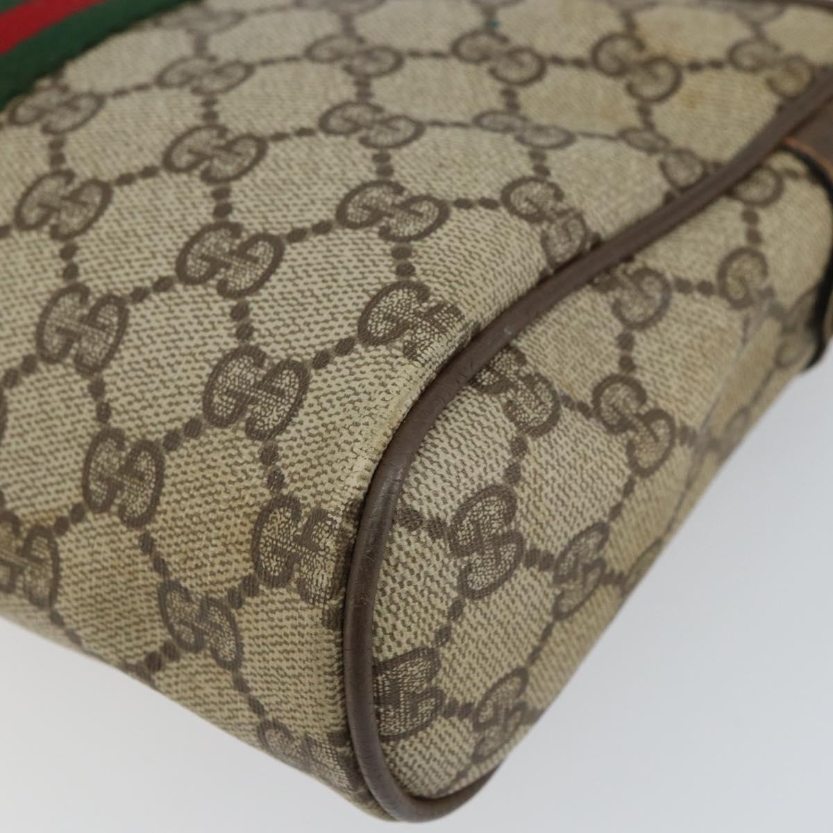 GUCCI GG Supreme Web Sherry Line Clutch Bag PVC Beige Gold 89 01 012 Auth 162106
