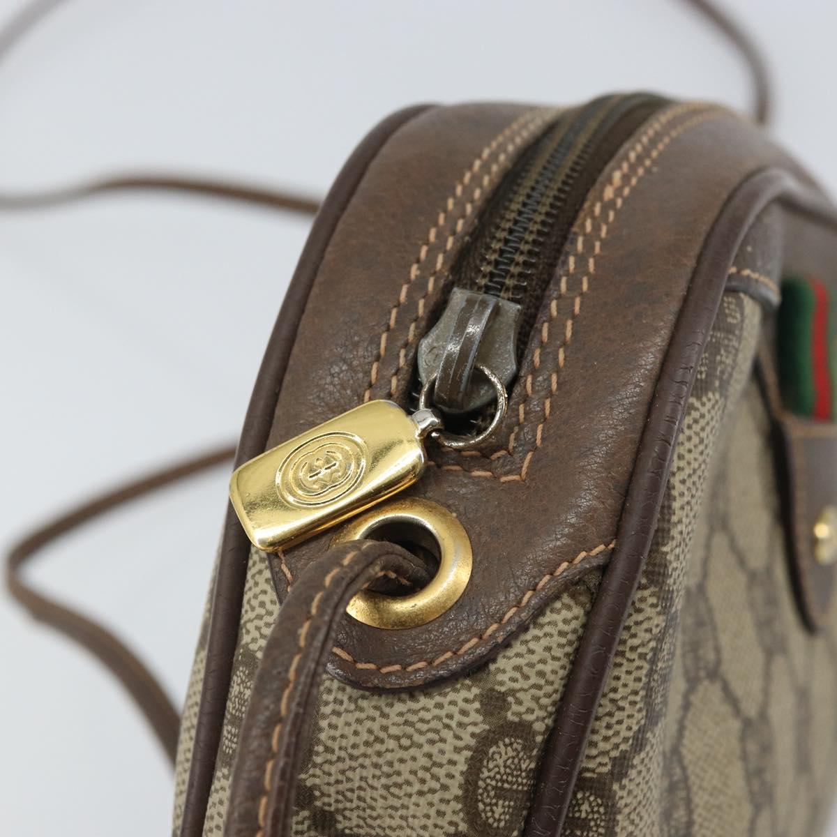 GUCCI GG Supreme Web Sherry Line Bag PVC Beige Gold 156 02 066 Auth 162107