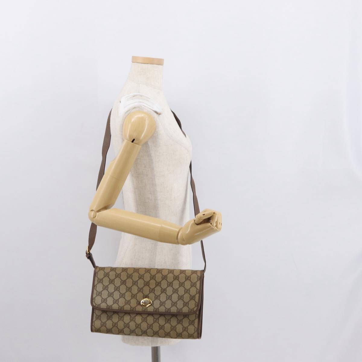 GUCCI GG Supreme Shoulder Bag PVC Beige Gold 004 115 6197 Auth 162108