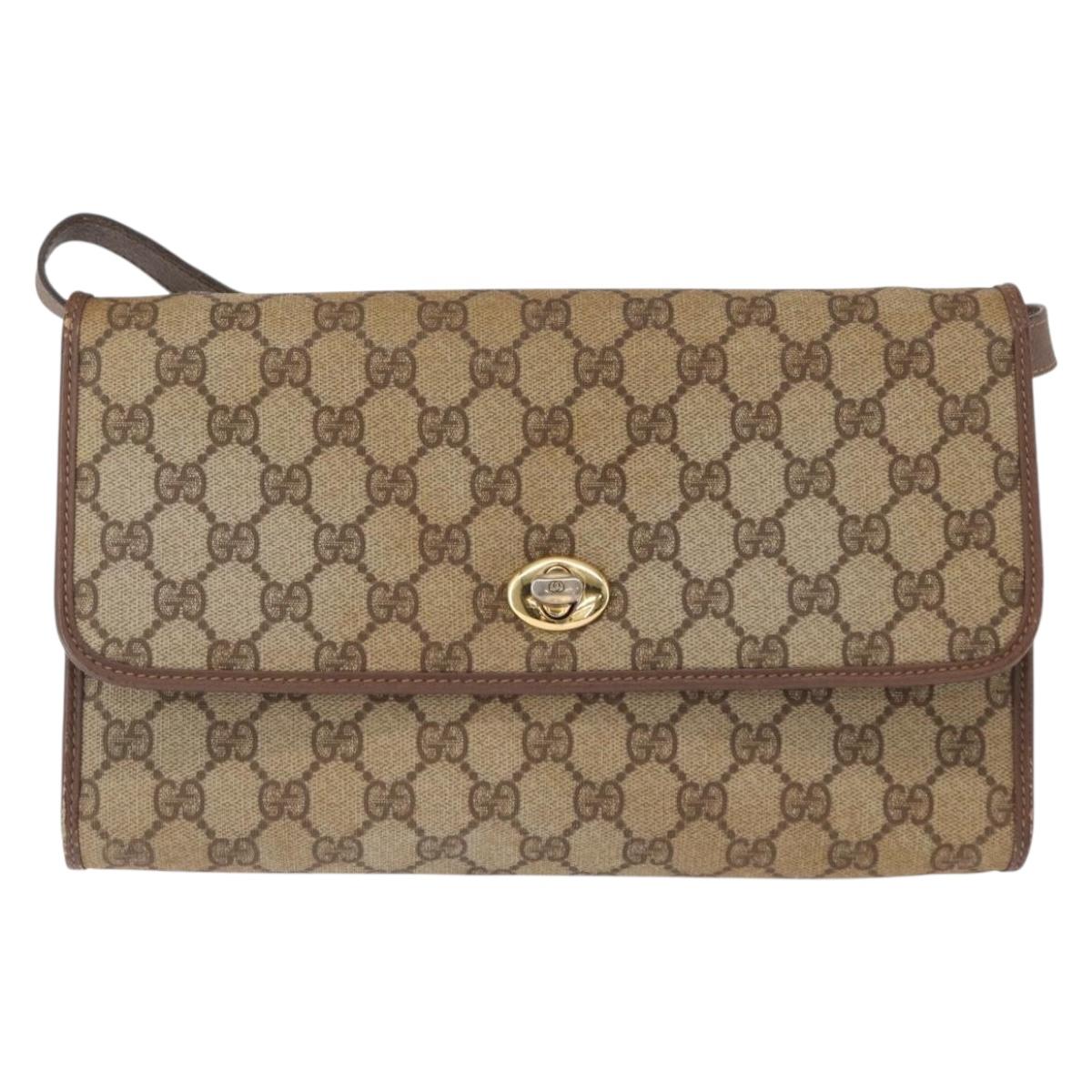 GUCCI GG Supreme Shoulder Bag PVC Beige Gold 004 115 6197 Auth 162108