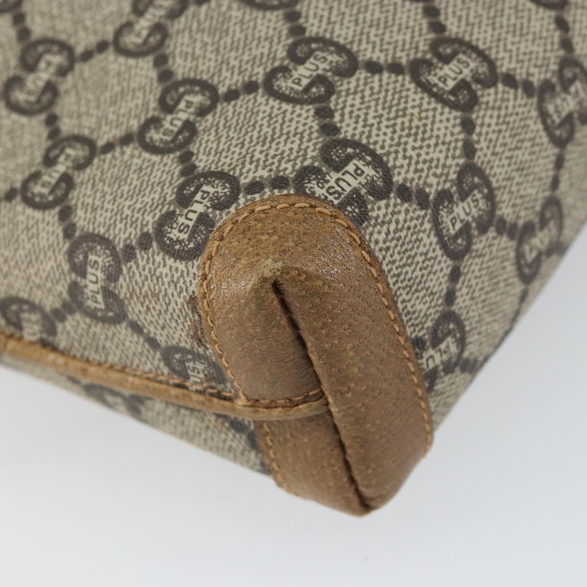 GUCCI GG Plus Supreme Shoulder Bag PVC Leather Beige Gold Auth 162109
