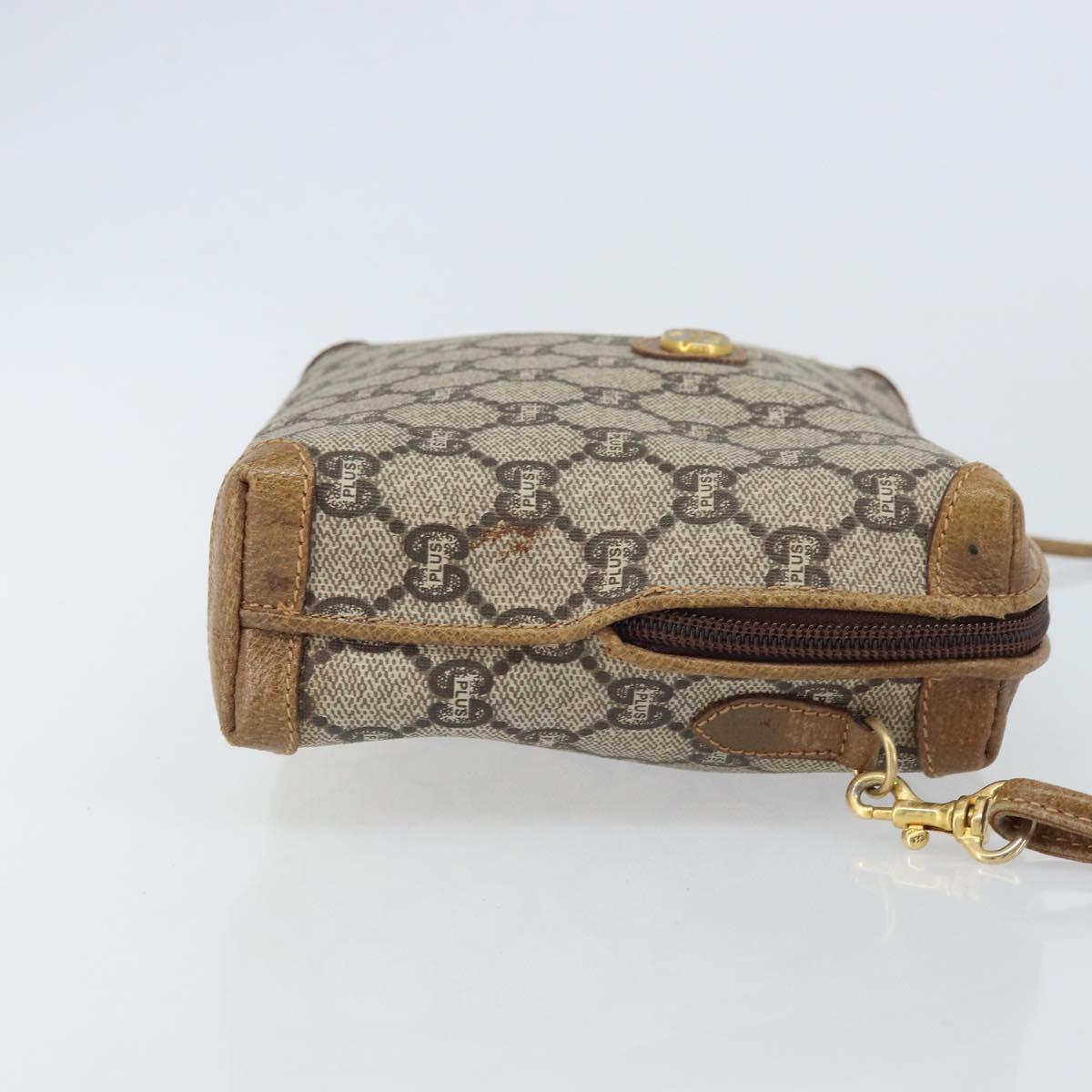 GUCCI GG Plus Supreme Shoulder Bag PVC Leather Beige Gold Auth 162109