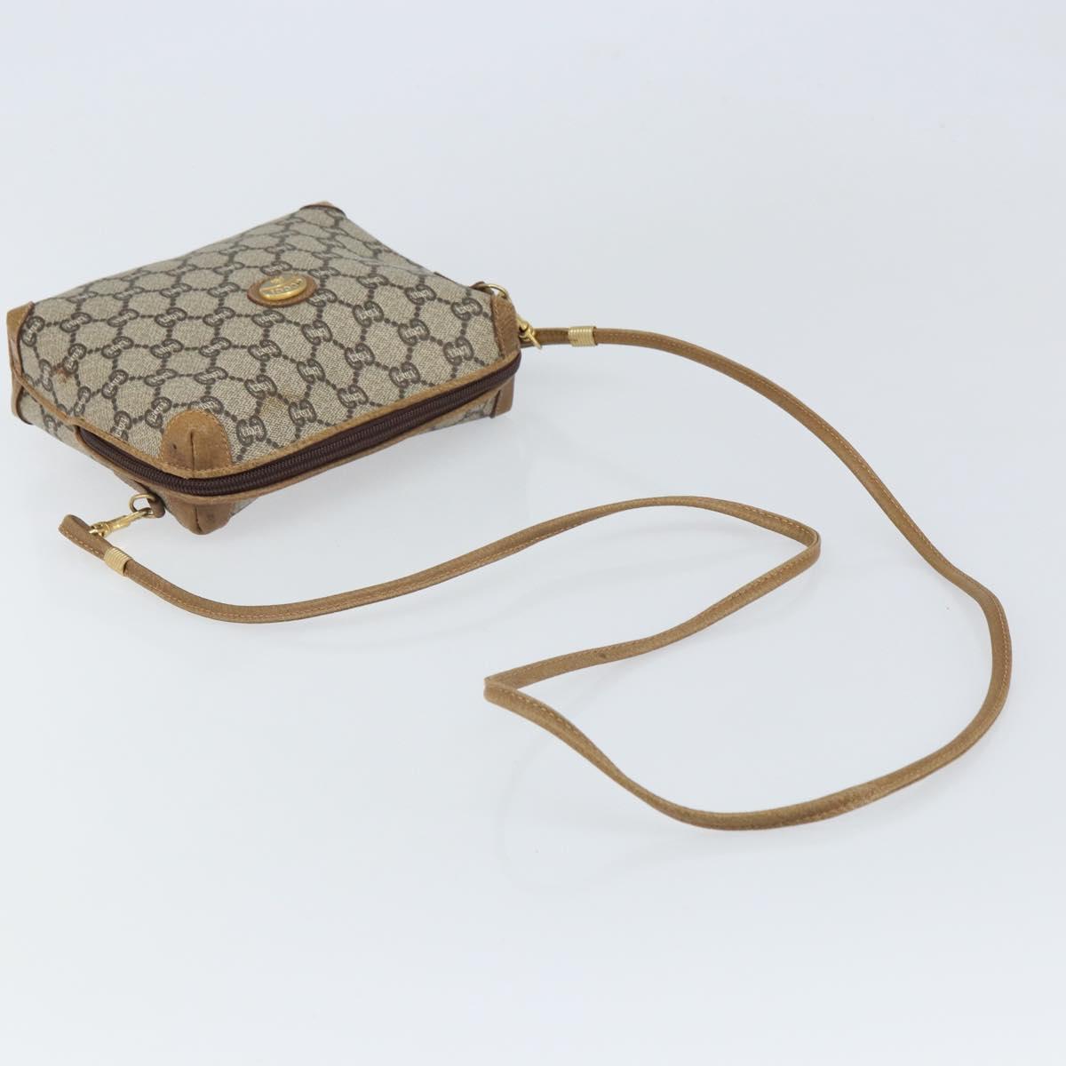 GUCCI GG Plus Supreme Shoulder Bag PVC Leather Beige Gold Auth 162109