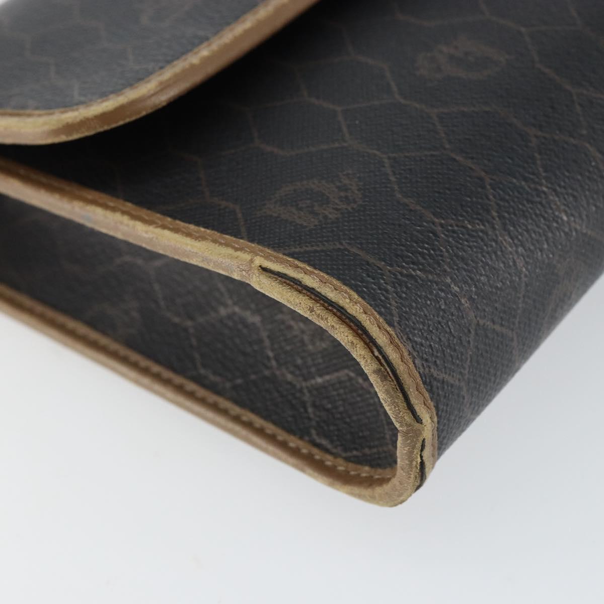Christian Dior Honeycomb Canvas Shoulder Bag PVC Black Auth 162117