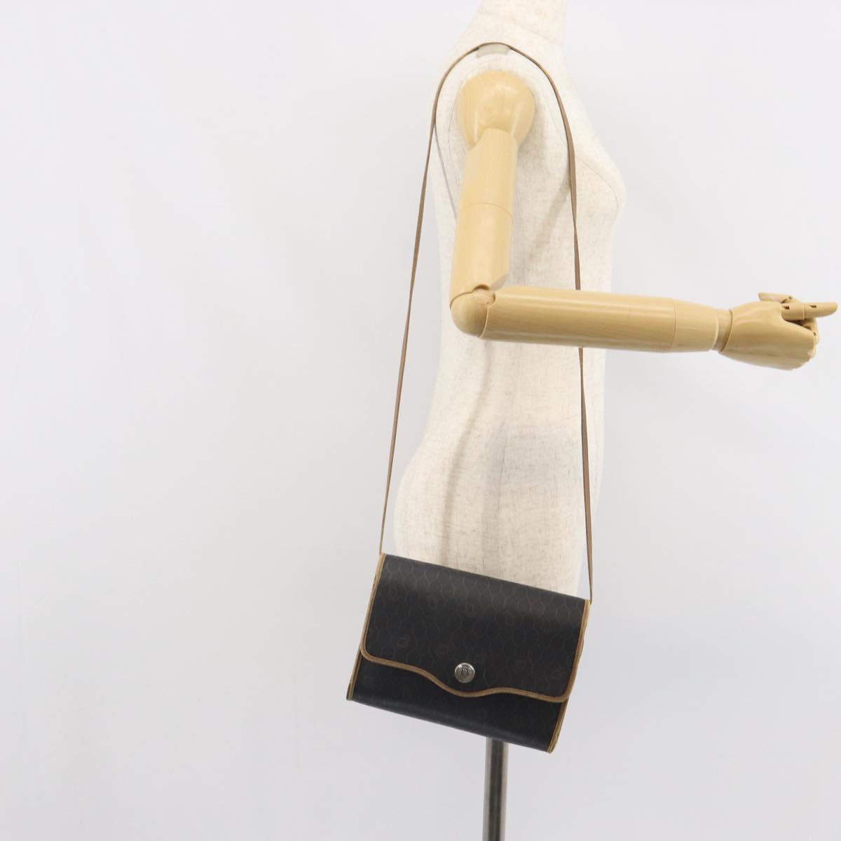 Christian Dior Honeycomb Canvas Shoulder Bag PVC Black Auth 162117